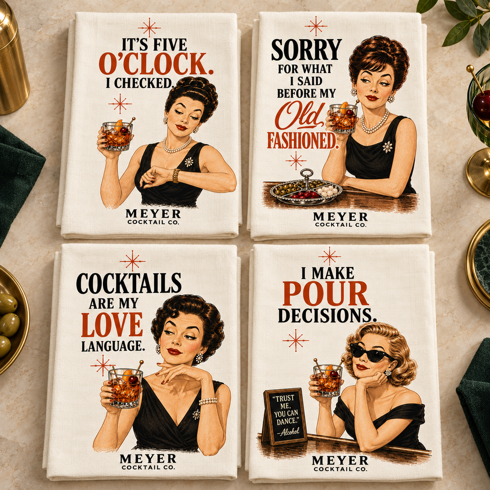 Sassy Cocktail Tea Towel Set — 4-Pack